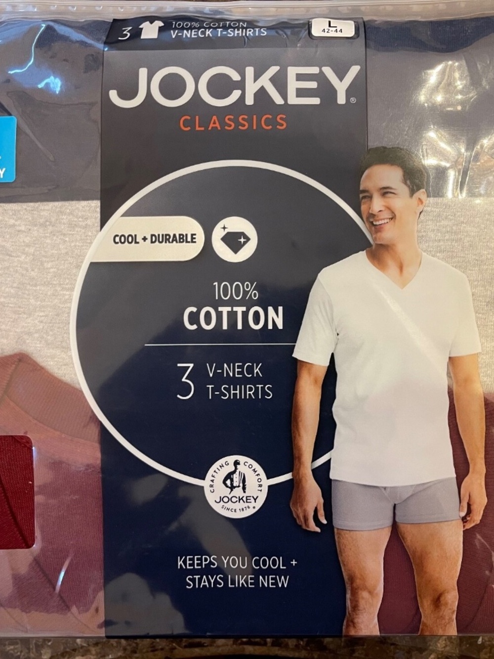 Jockey Classics 3 Crew Neck T-Shirts Size Large (42-44) - New, Unopened